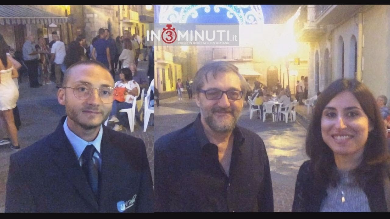 Acquaviva Platani, festeggiamenti in onore della Madonna delle Grazie, il Maestro Vito Di Grigoli e e Vincenzo Mirabile, presidente “Harmoniae”, al microfono di Enza Di Vita.