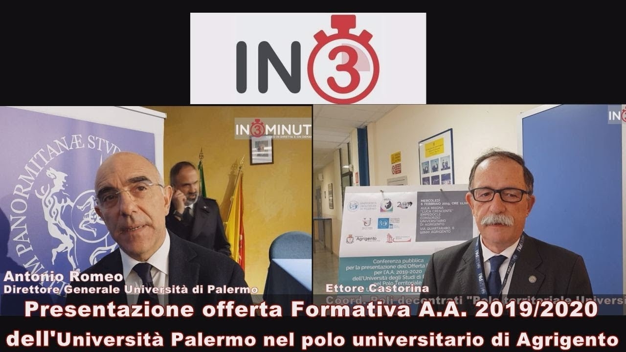 Presentazione offerta Formativa A.A. 2019-2020, Romeo e Castorina, UNIPA