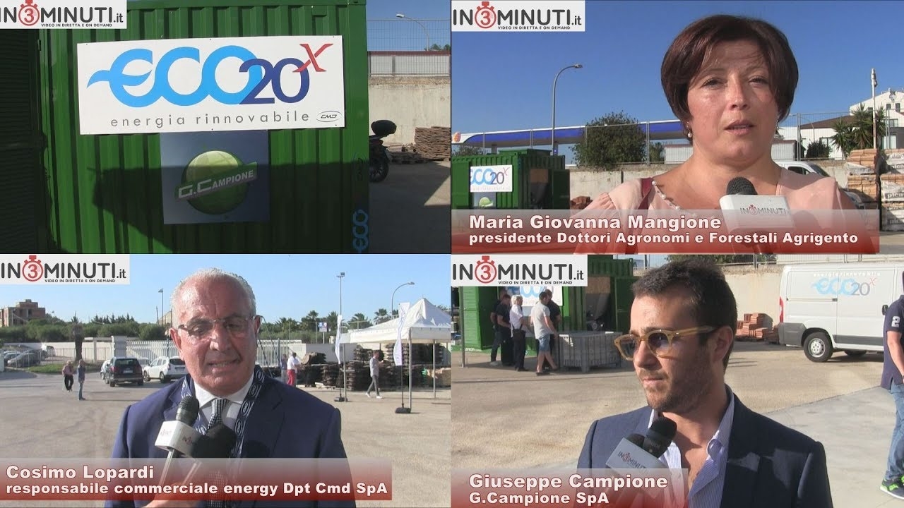 Presentata “Eco 20 X”, la macchina che produce energia dagli scarti legnosi e di biomassa residuale agricola a tutto vantaggio per l’ambiente; sarà commercializzata in Sicilia dalla G.CAMPIONE SPA