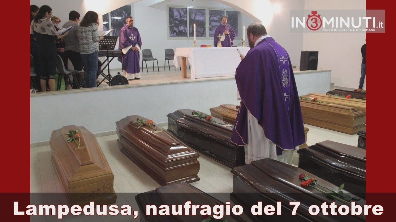 Lampedusa, naufragio del 7 ottobre, ieri I FUNERALI delle 13 vittime, assenti le autorità, 📹VIDEO