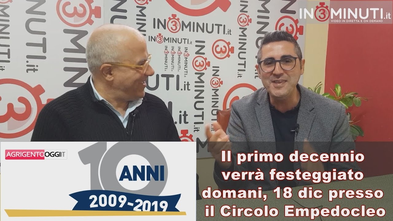 Agrigento Oggi compie 10 anni, domani 18 alle 18 FESTA al circolo Empedocleo, Domenico Vecchio📹VIDEO