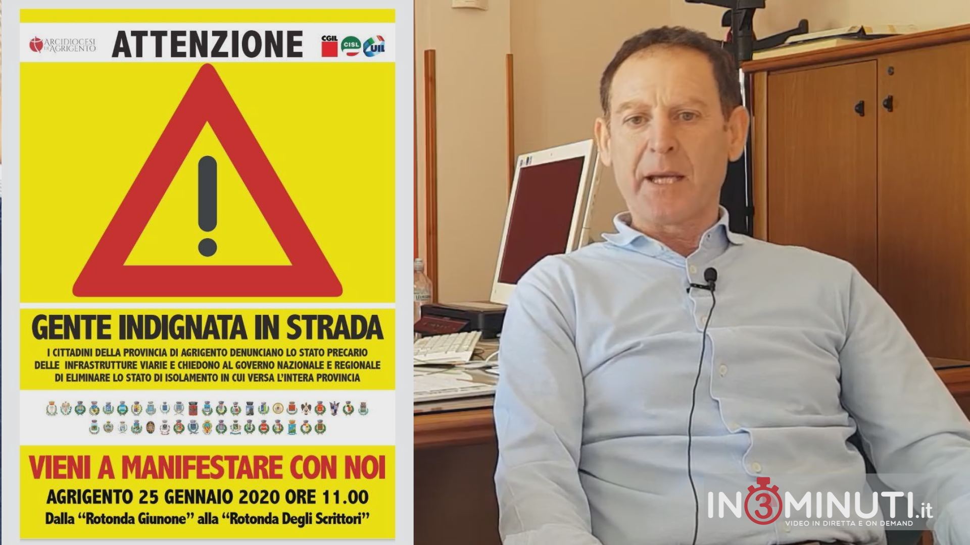 Isolamento Agrigento, 25 gennaio manifestazione, ne abbiamo parlato con Alfonso Buscemi CGIL📽VIDEO