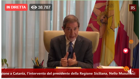 Coronavirus, intervento del presidente della Regione Siciliana, Nello Musumeci, diretta Facebook, 23 marzo, ore 15:00
