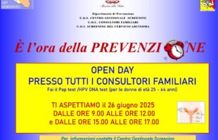 Prevenzione del cervicocarcinoma, open day di visite gratuite il 26 giugno nei consultori familiari della provincia