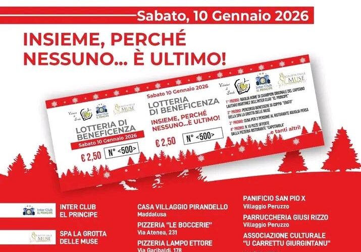 LOTTERIA DI BENEFICENZA: ULTIMI GIORNI PER L’ACQUISTO DEI BIGLIETTI – SABATO 10 GENNAIO L’ESTRAZIONE DEI TAGLIANDI VICENTI NELLA SEDE DELL’INTER CLUB “EL PRINCIPE” DI AGRIGENTO