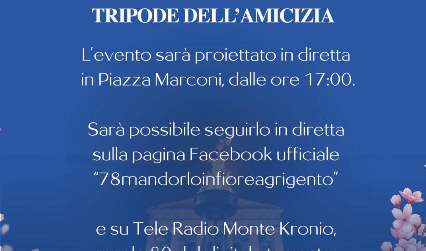 Mandorlo in fiore: Cerimonia accensione tripode dell’amicizia
