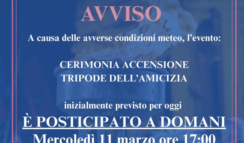 Mandorlo in fiore, accensione Tripode dell’Amicizia