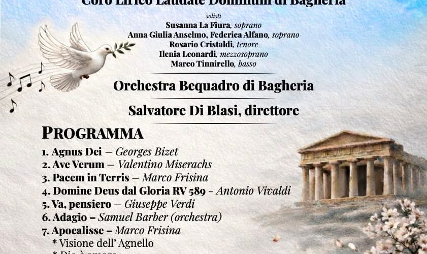 Mandorlo in fiore: sabato il concerto “Pacem in Terris”