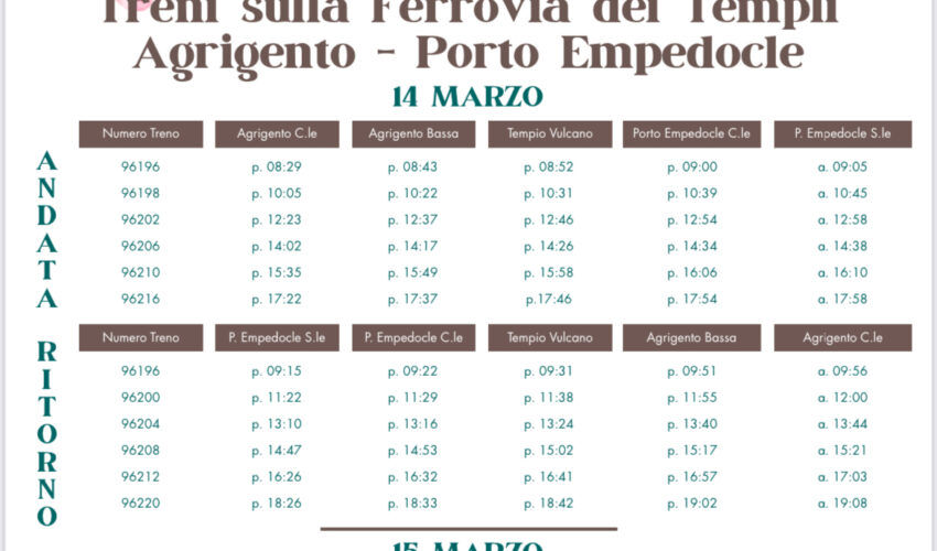 Mandorlo in fiore, sabato e domenica 28 treni